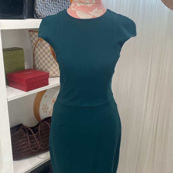 Zara Forest Green Pencil Skirt Dress Size S - Picture 2 of 6